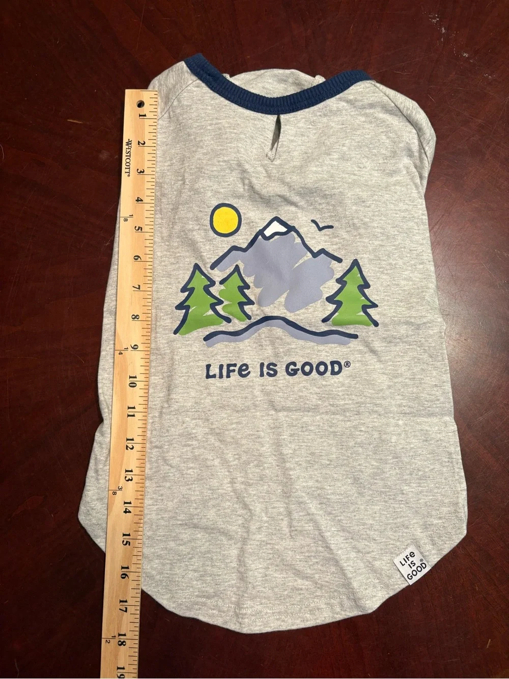 Life is Good Gray Dog Tee with Mountain Graphic